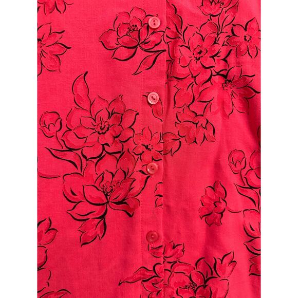 Alfred Dunner Red Floral Burnout Button Top 22W 2X Classy Mature - Picture 4 of 10